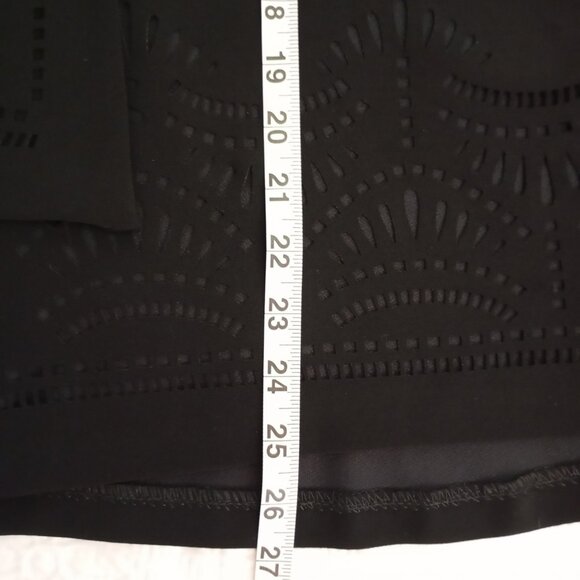 Joseph Ribkoff Black Laser-Cut Asymmetrical Jacket Button Detail Womens Size 6 - Picture 9 of 11